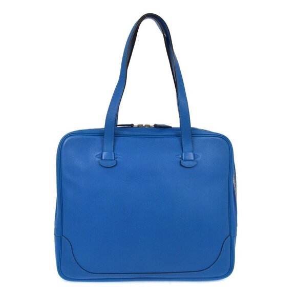Hermes Blue Evercolor Galop Tote Handbag □Q B044 KQ00218 - Picture 1 of 10